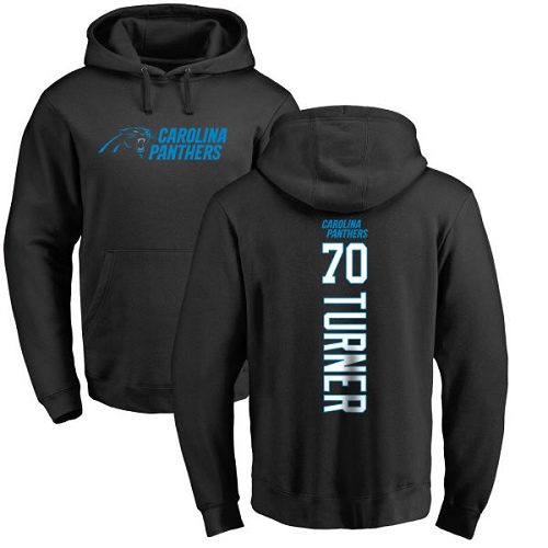 Carolina Panthers Men Black Trai Turner Backer NFL Football #70 Pullover Hoodie Sweatshirts